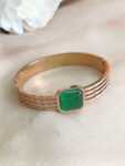 Single Green Stone Stainless Steel Bracelet