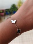 Butterfly with Clover Shaped Chain Bracelet