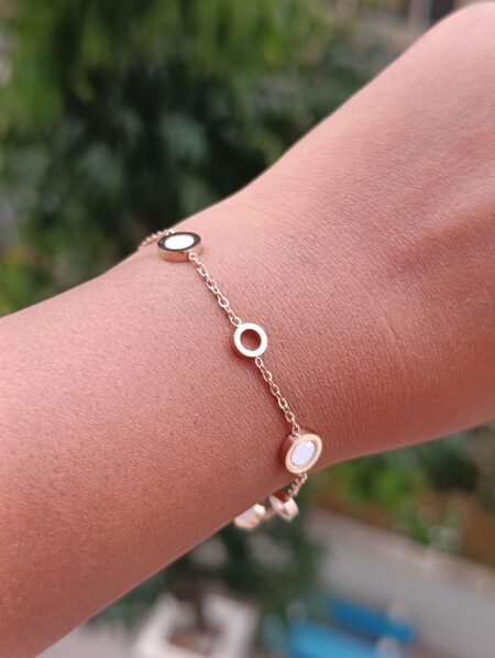 White Circles Stainless Steel Chain Bracelet