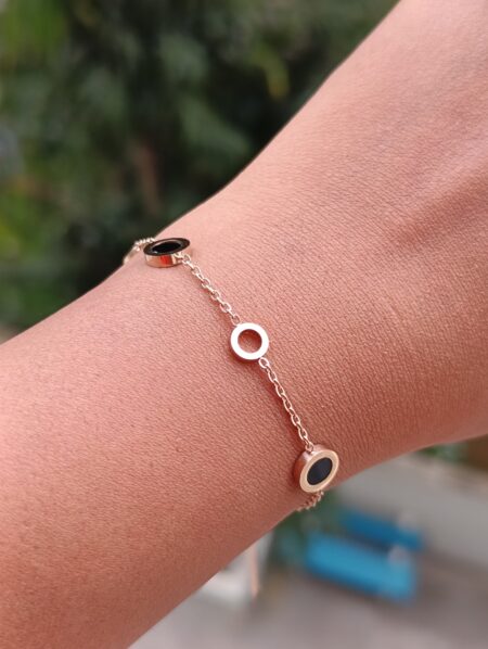 Black Circles Stainless Steel Chain Bracelet