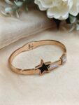 Black Star with White Stones Stainless Steel Bracelet