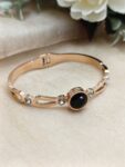 Black Solitaire Stone Stainless Steel Bracelet
