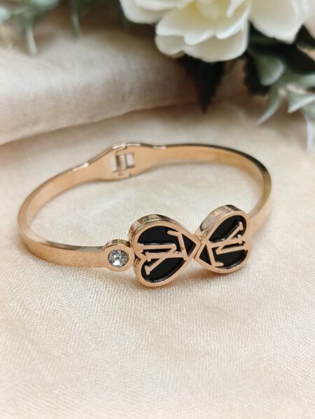 LV inspired Black Heart Stainless Steel Bracelet