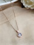 Round White Stone Pendant Chain