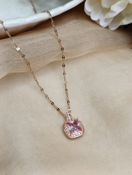 Pink Stone Pendant Chain