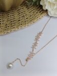 White Stone Pearl Pendant Chain