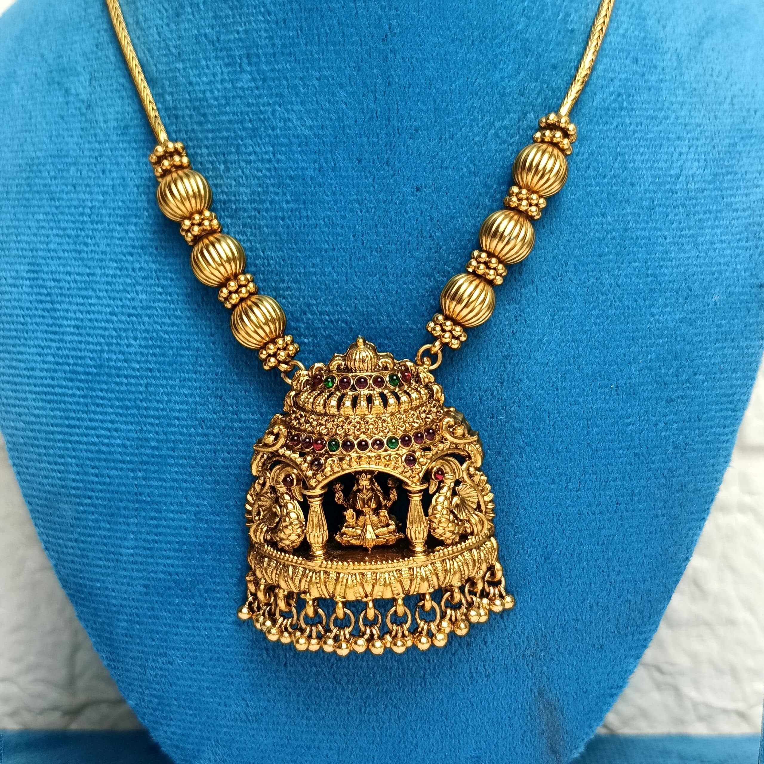 Antique Lakshmi Pendent 2 3D Antique Lakshmi Pendent Long Necklace